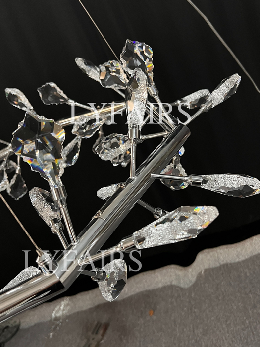 Modern 1/2-Ring Wreath Crystal Chandelier for Low-ceiling