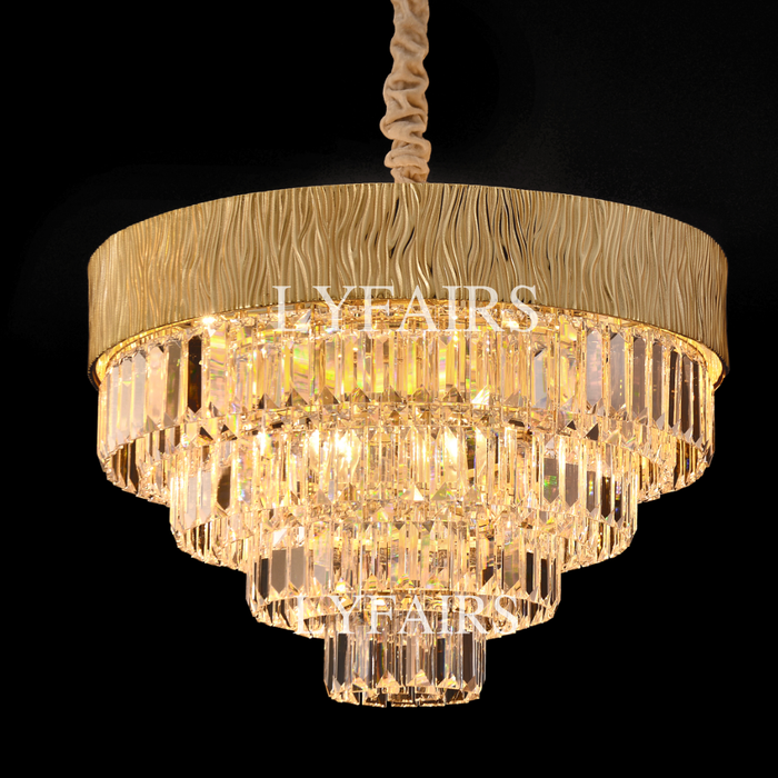 Modern Gold Round/Oval Light Luxury Ceiling Crystal Chandelier Set for Living Room/Dining Room