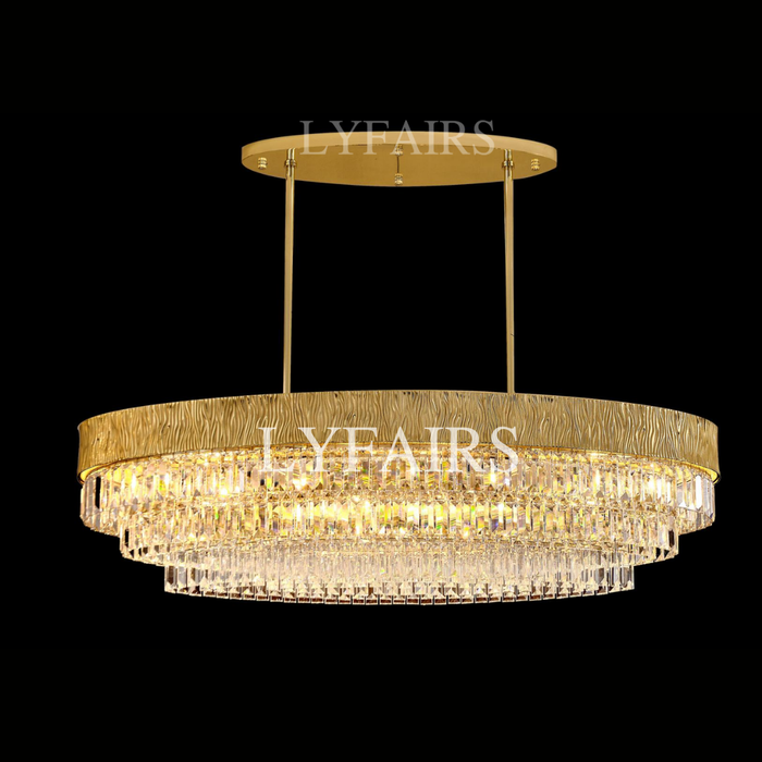 Modern Gold Round/Oval Light Luxury Ceiling Crystal Chandelier Set for Living Room/Dining Room