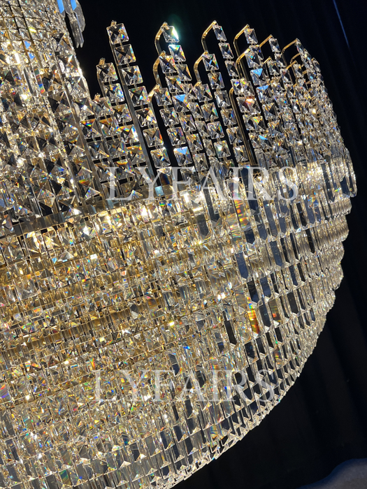 Luxury Hotel Hallway Ceiling Lighting Fixture Large Round Crystal Chandelier For Foyer Living Room Staircase