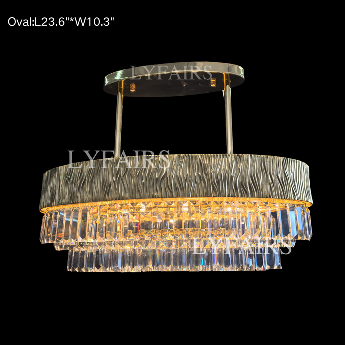 Modern Gold Round/Oval Light Luxury Ceiling Crystal Chandelier Set for Living Room/Dining Room