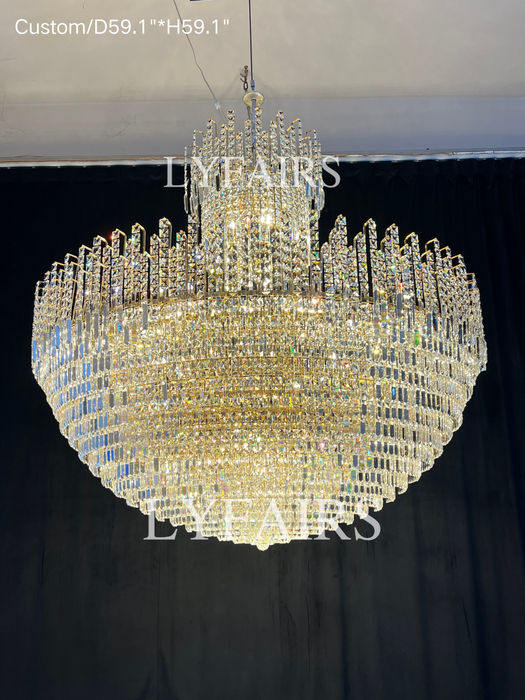Luxury Hotel Hallway Ceiling Lighting Fixture Large Round Crystal Chandelier For Foyer Living Room Staircase