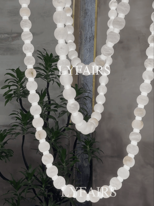 Modern Alabaster Pearl-Chain Pendant Light