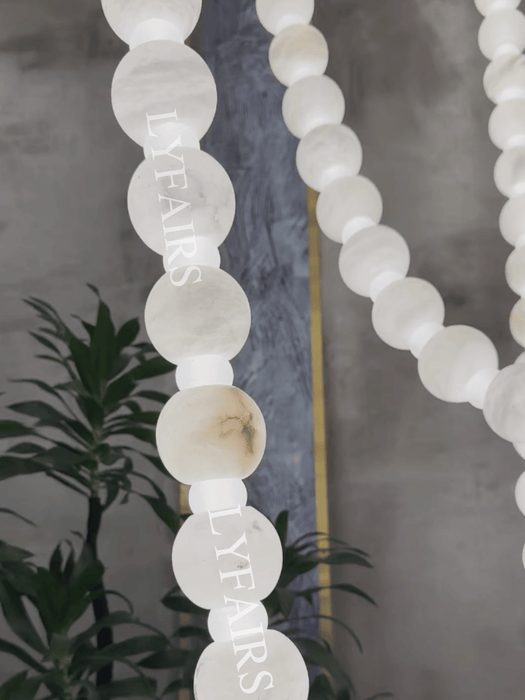 Modern Alabaster Pearl-Chain Pendant Light