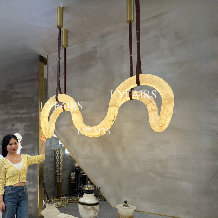 Organic Wave Alabaster Chandelier