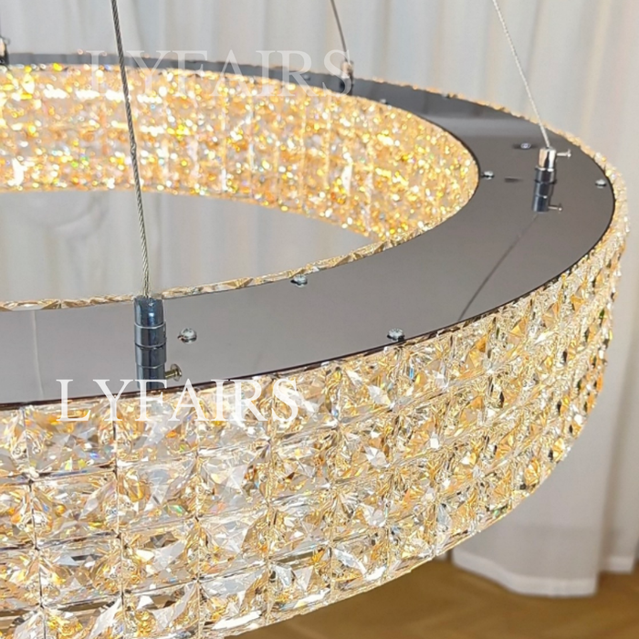 Oversized Modern Ring Pendant Light/Round Crystal Chandelier for Living/Dining Room/Bedroom