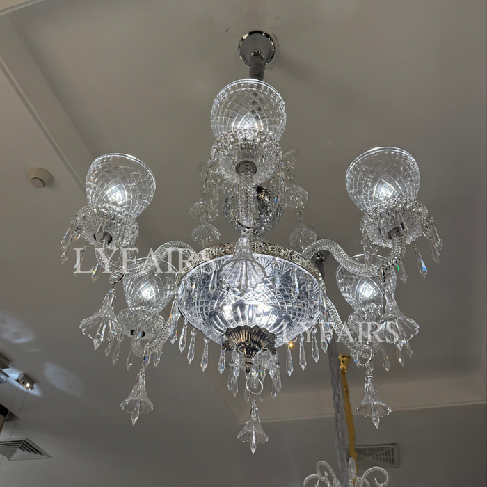 Palace Style Royal Cut 6-Arm Crystal Chandelier