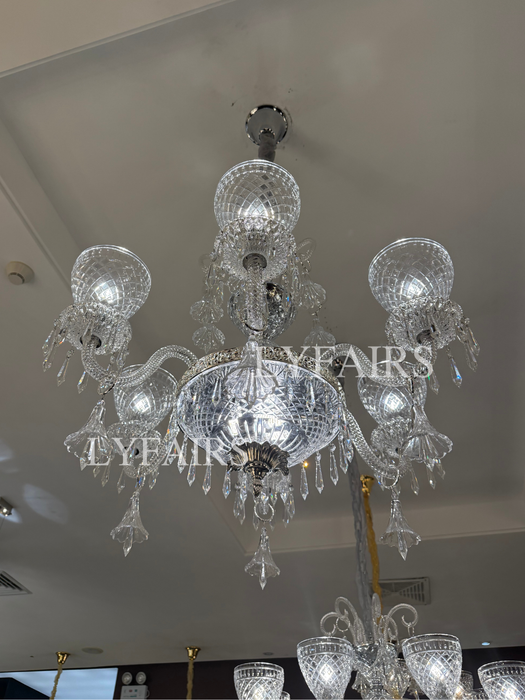 Palace Style Royal Cut 6-Arm Crystal Chandelier