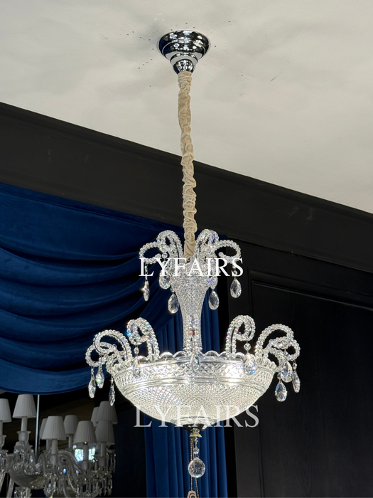 Sculptural Octopus Arm Crystal Bowl Chandelier