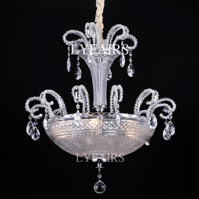 Sculptural Octopus Arm Crystal Bowl Chandelier