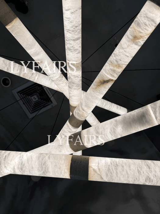 Wabi-Sabi Travertine & Alabaster Tube Chandelier