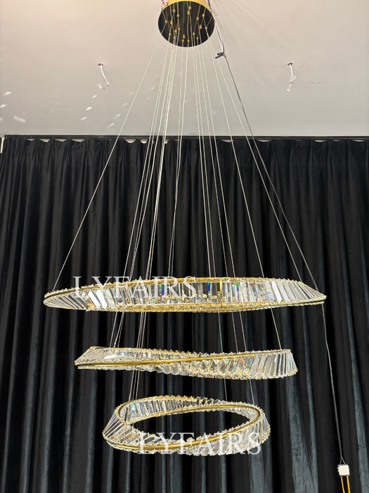 1/2/3-Ring Crystal Chandelier for Luxury Living/ Dining Room/Bedroom