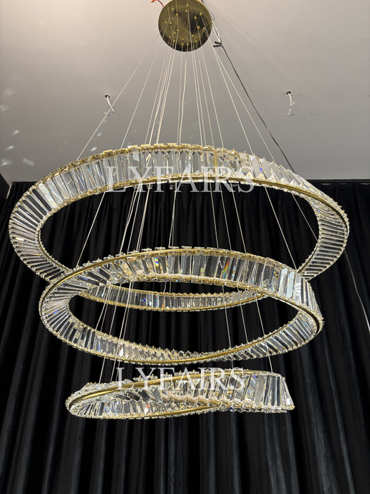 1/2/3-Ring Crystal Chandelier for Luxury Living/ Dining Room/Bedroom