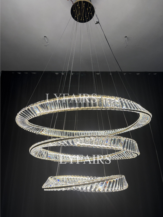 1/2/3-Ring Crystal Chandelier for Luxury Living/ Dining Room/Bedroom