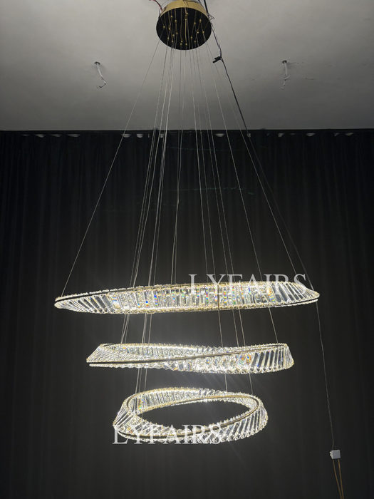 1/2/3-Ring Crystal Chandelier for Luxury Living/ Dining Room/Bedroom
