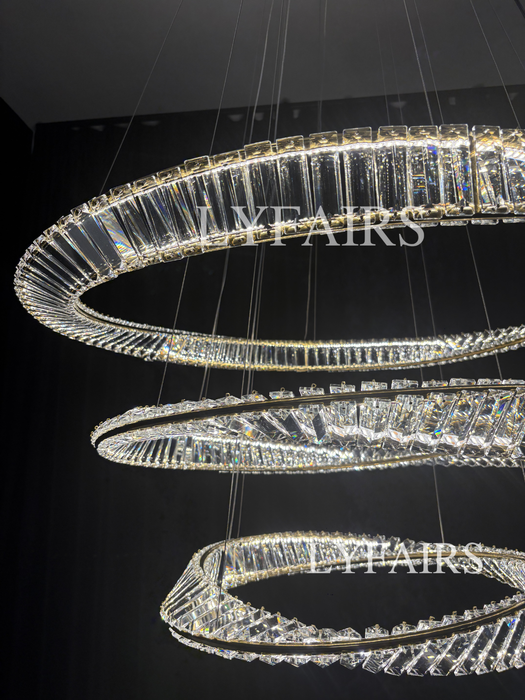1/2/3-Ring Crystal Chandelier for Luxury Living/ Dining Room/Bedroom