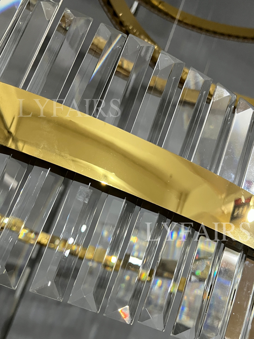 5-Ring Crystal Chandelier in Gold Finish