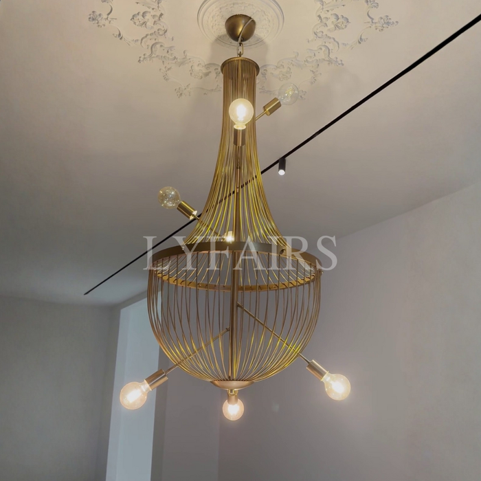 Luxury Minimalist Golden Cage Chandelier