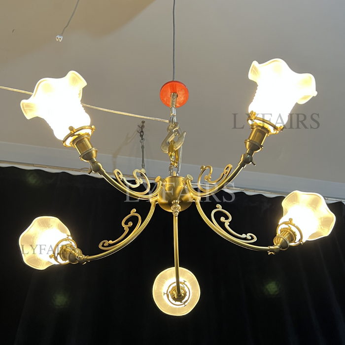 American Retro Art Creative Flower Branch Glass Chandelier for Bedroom/Living Room