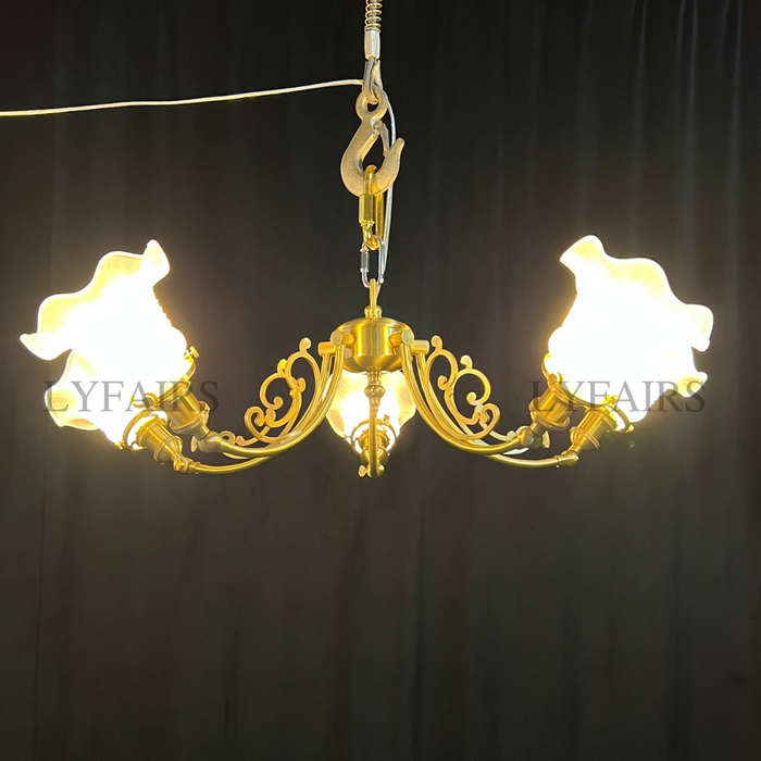 American Retro Art Creative Flower Branch Glass Chandelier for Bedroom/Living Room