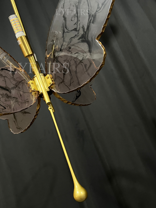 Art Design Colorful Butterfly Glass Pendant for Living Room/Bedroom/Hallway/Entryway