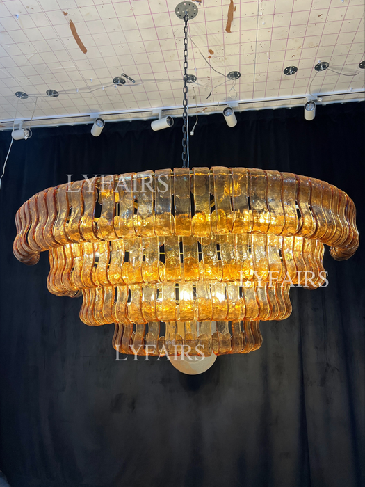 Modern Clear/Smoky Gray Glass Chandelier for Low-ceiling