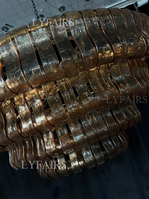 CSA-certified Modern Smoky Gray Glass Chandelier for Low Ceiling