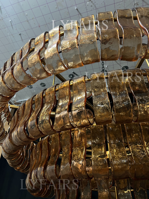 Modern Clear/Smoky Gray Glass Chandelier for Low-ceiling