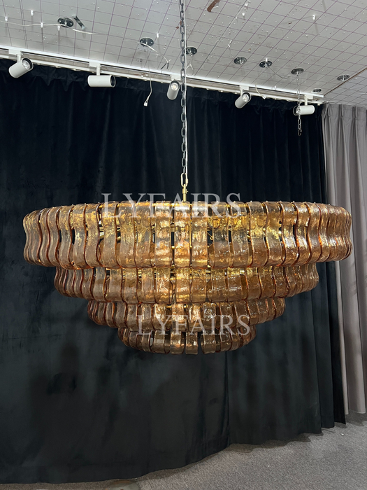 Modern Clear/Smoky Gray Glass Chandelier for Low-ceiling