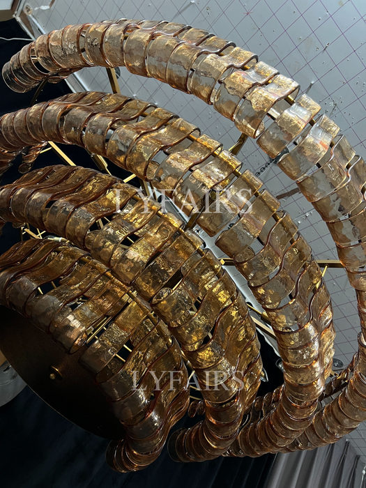 Modern Clear/Smoky Gray Glass Chandelier for Low-ceiling