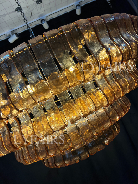 Modern Clear/Smoky Gray Glass Chandelier for Low-ceiling