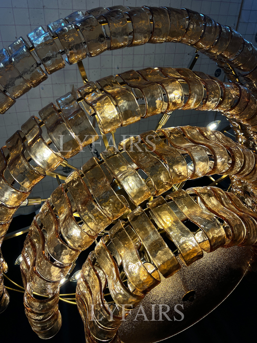 CSA-certified Modern Smoky Gray Glass Chandelier for Low Ceiling