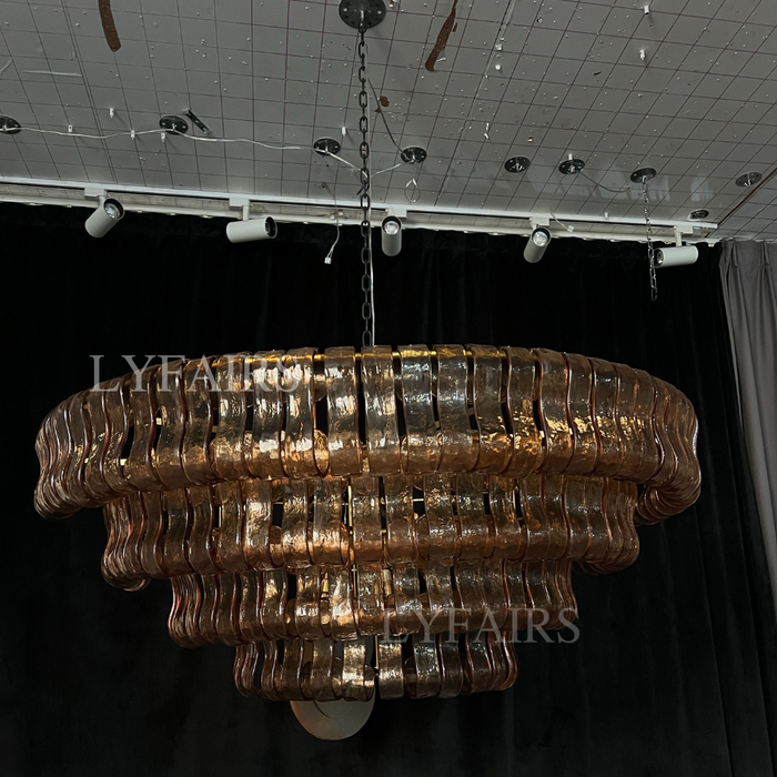 Modern Clear/Smoky Gray Glass Chandelier for Low-ceiling