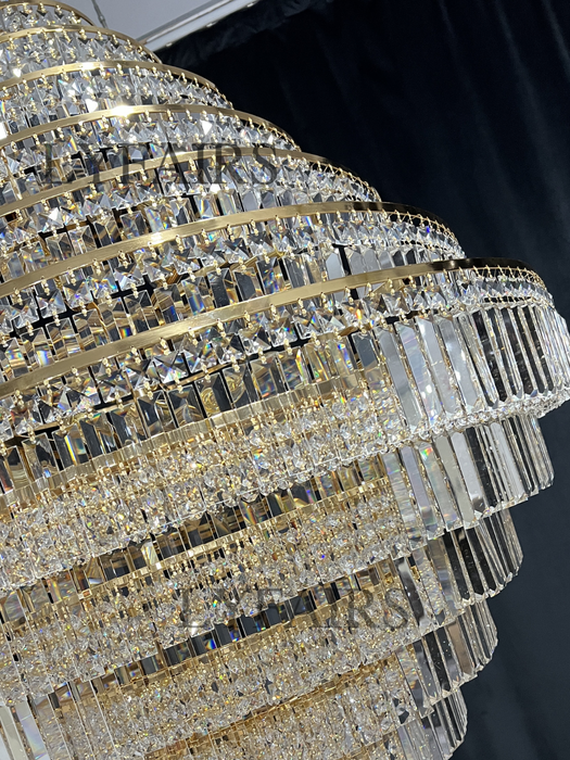 Candelabro Extra grande cromado/plateado/dorado para vestíbulo, sala de estar, escalera, accesorio de iluminación de techo de cristal