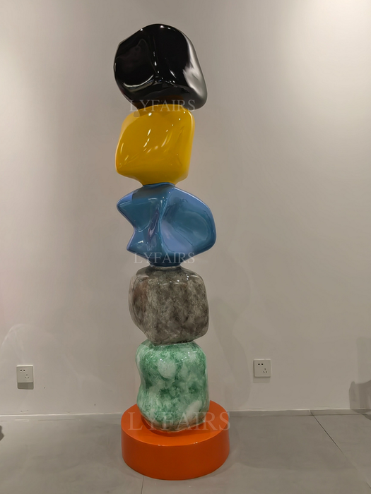 Contemporary Stacked Stone Sculpture with Vibrant Hues