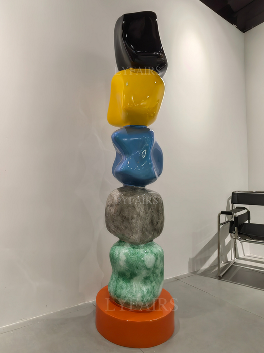 Contemporary Stacked Stone Sculpture with Vibrant Hues
