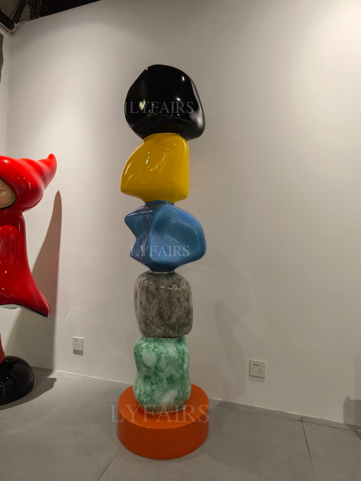 Contemporary Stacked Stone Sculpture with Vibrant Hues