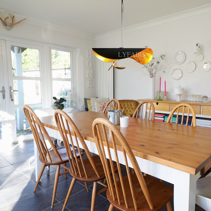 Lampadario a sospensione in foglia oro a forma di cappello di arte moderna modello Deigner per soggiorno/sala da pranzo