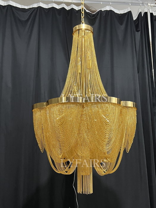 Designer Models Oversized Aluminium Long Tassel Pendant Chandelier for Living Room/Staircase/Villa