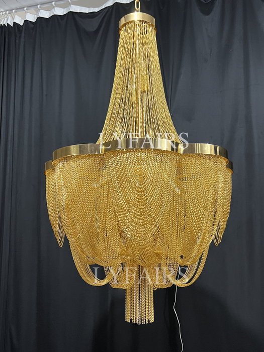 Designer Models Oversized Aluminium Long Tassel Pendant Chandelier for Living Room/Staircase/Villa