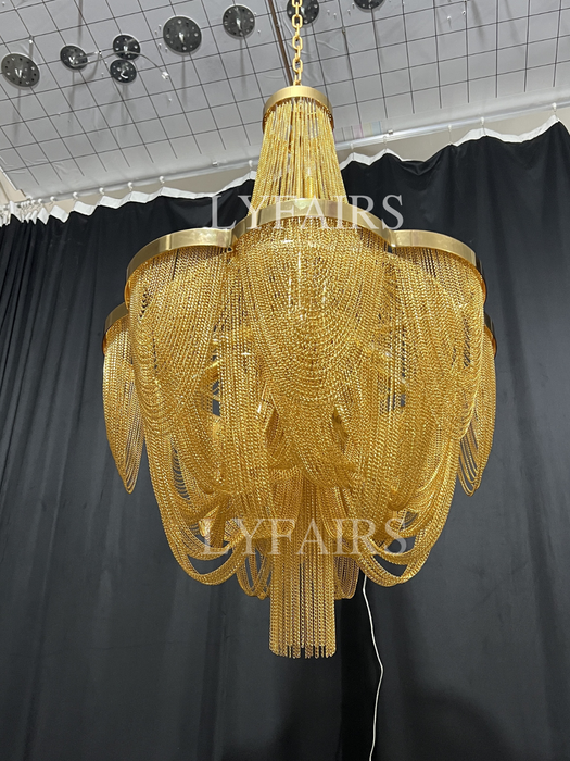 Designer Models Oversized Aluminium Long Tassel Pendant Chandelier for Living Room/Staircase/Villa