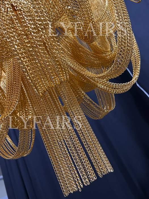 Designer Models Oversized Aluminium Long Tassel Pendant Chandelier for Living Room/Staircase/Villa