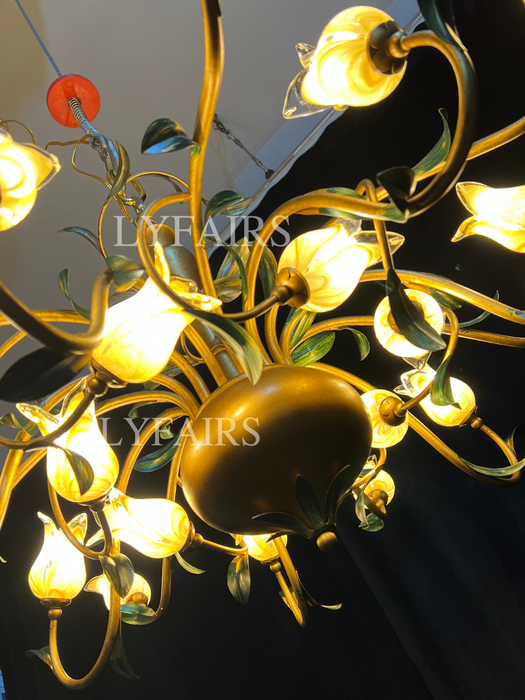 European Country Style Creative Beautiful Vintage Tulip Flower Chandelier for Dining Room Bedroom Living Room Kids Room