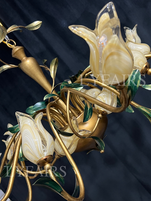 European Country Style Creative Beautiful Vintage Tulip Flower Chandelier for Dining Room Bedroom Living Room Kids Room