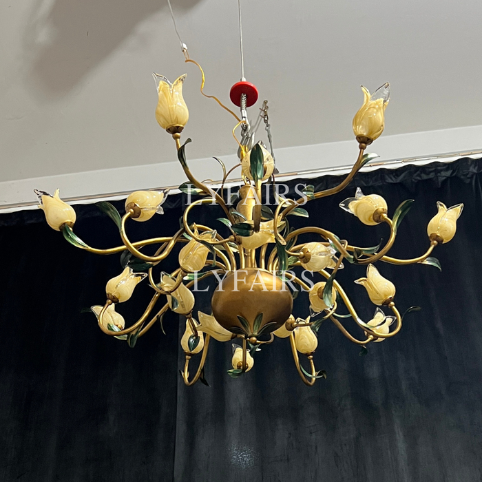 European Country Style Creative Beautiful Vintage Tulip Flower Chandelier for Dining Room Bedroom Living Room Kids Room