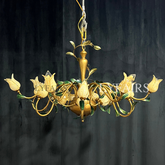 European Country Style Creative Beautiful Vintage Tulip Flower Chandelier for Dining Room Bedroom Living Room Kids Room