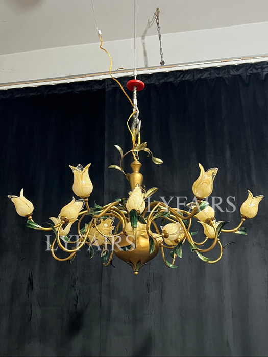 European Country Style Creative Beautiful Vintage Tulip Flower Chandelier for Dining Room Bedroom Living Room Kids Room