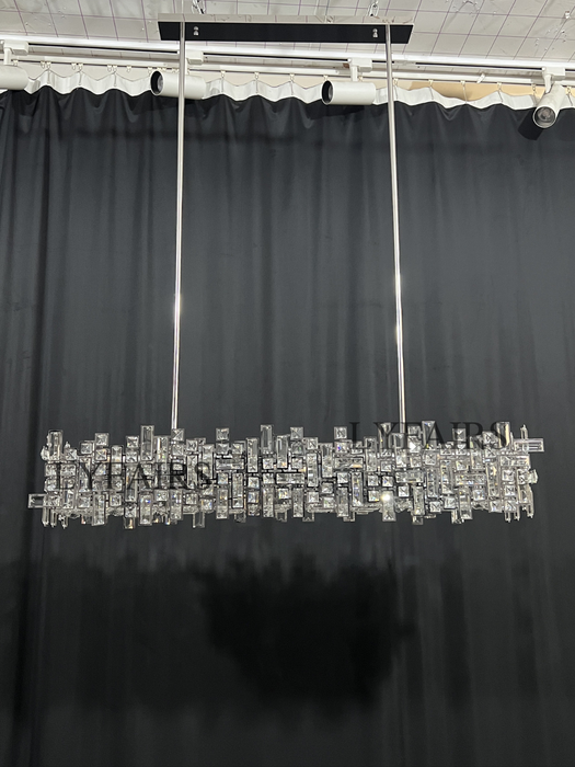 Lampadario a sospensione in cristallo della collezione di blocchi irregolari extra large per soggiorno/sala da pranzo