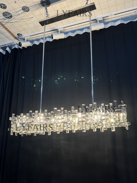 Lampadario a sospensione in cristallo della collezione di blocchi irregolari extra large per soggiorno/sala da pranzo