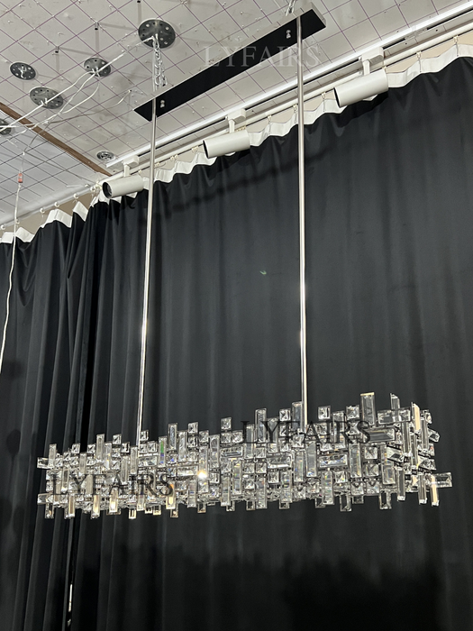 Lampadario a sospensione in cristallo della collezione di blocchi irregolari extra large per soggiorno/sala da pranzo